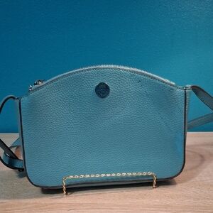 Anne Klein Blue Pebbled Leather Crossbody Bag